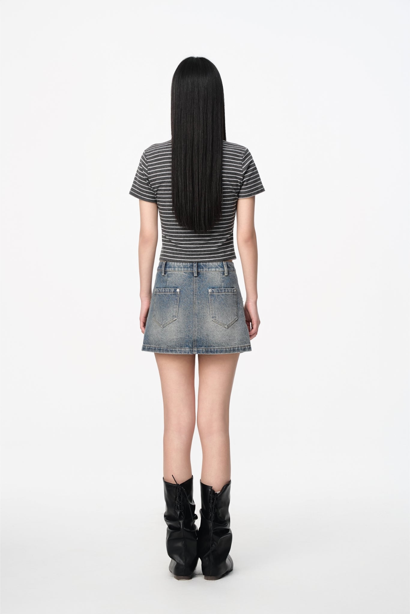 Blue Washed Pocket Mini Skirt