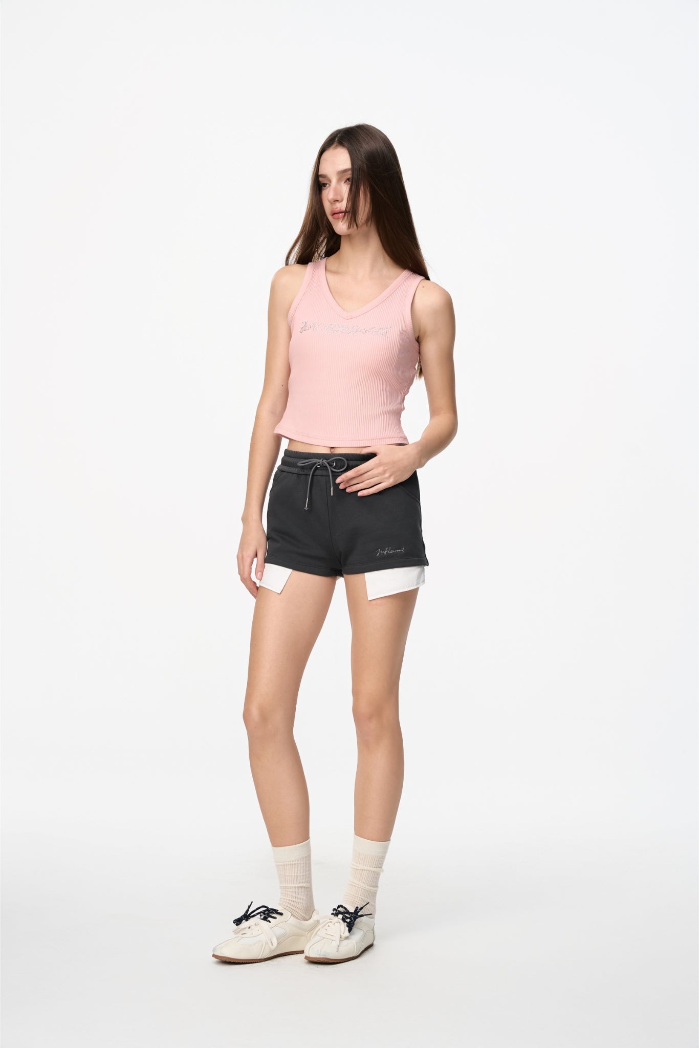 Pink Rhinestone Logo Tank Top