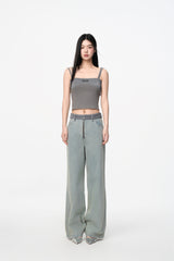 Glitter Waist Panel Half-Zip Jeans