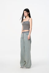 Glitter Waist Panel Half-Zip Jeans
