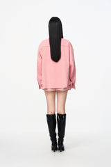 Pink Washed Denim Mini Skirt - Set