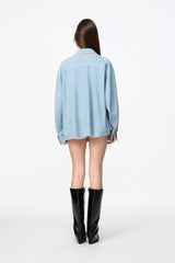 Blue Washed Denim Mini Skirt - Set