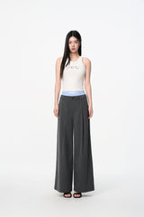 Blue & Grey Two-Piece Double Waist Stripe Trousers