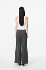 Blue & Grey Two-Piece Double Waist Stripe Trousers