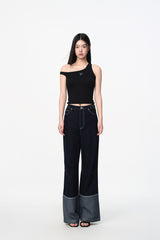 Black One-Shoulder Slip Top