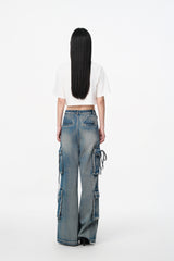 White Crop Ombre Logo Beaded Tee
