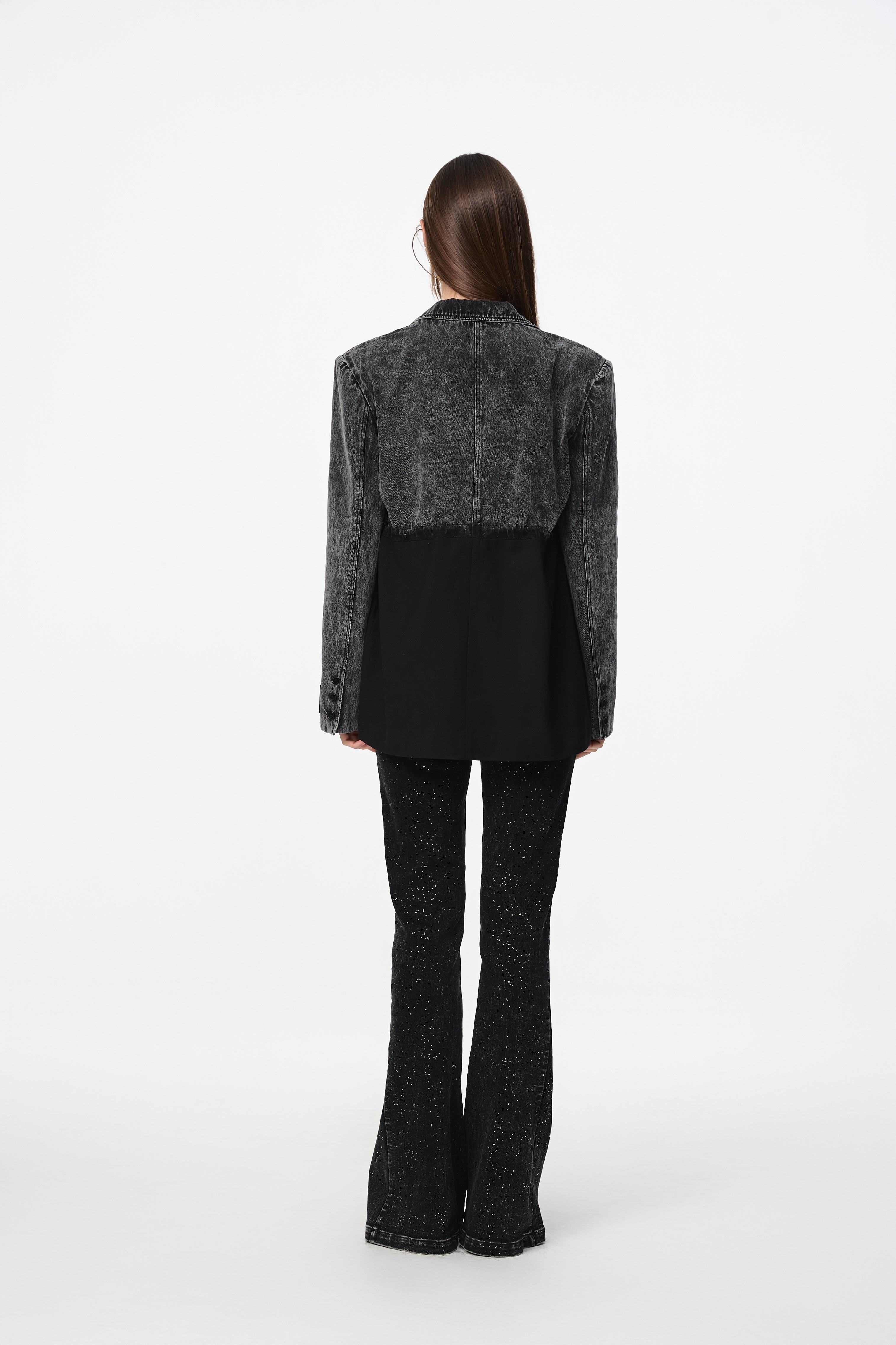 Black Denim Panel Blazer