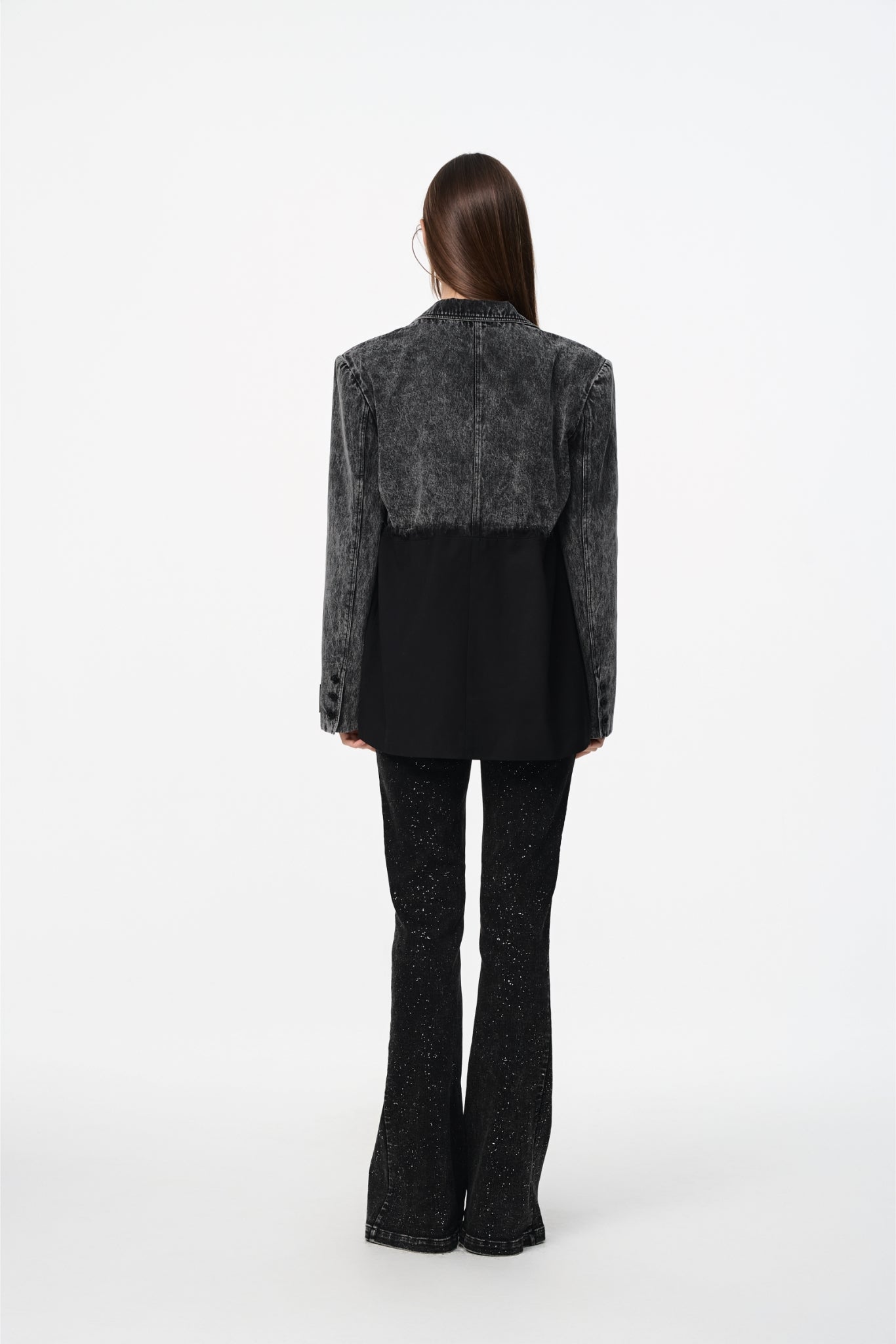Black Denim Panel Blazer