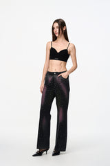 Black Starry Sky Rhinestone Wash Jeans
