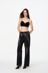 Black Starry Sky Rhinestone Wash Jeans