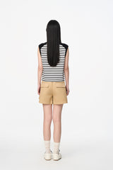 Khaki Elastic Rib Logo Bermuda Shorts
