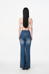 Blue Panel Raw Edge Jeans