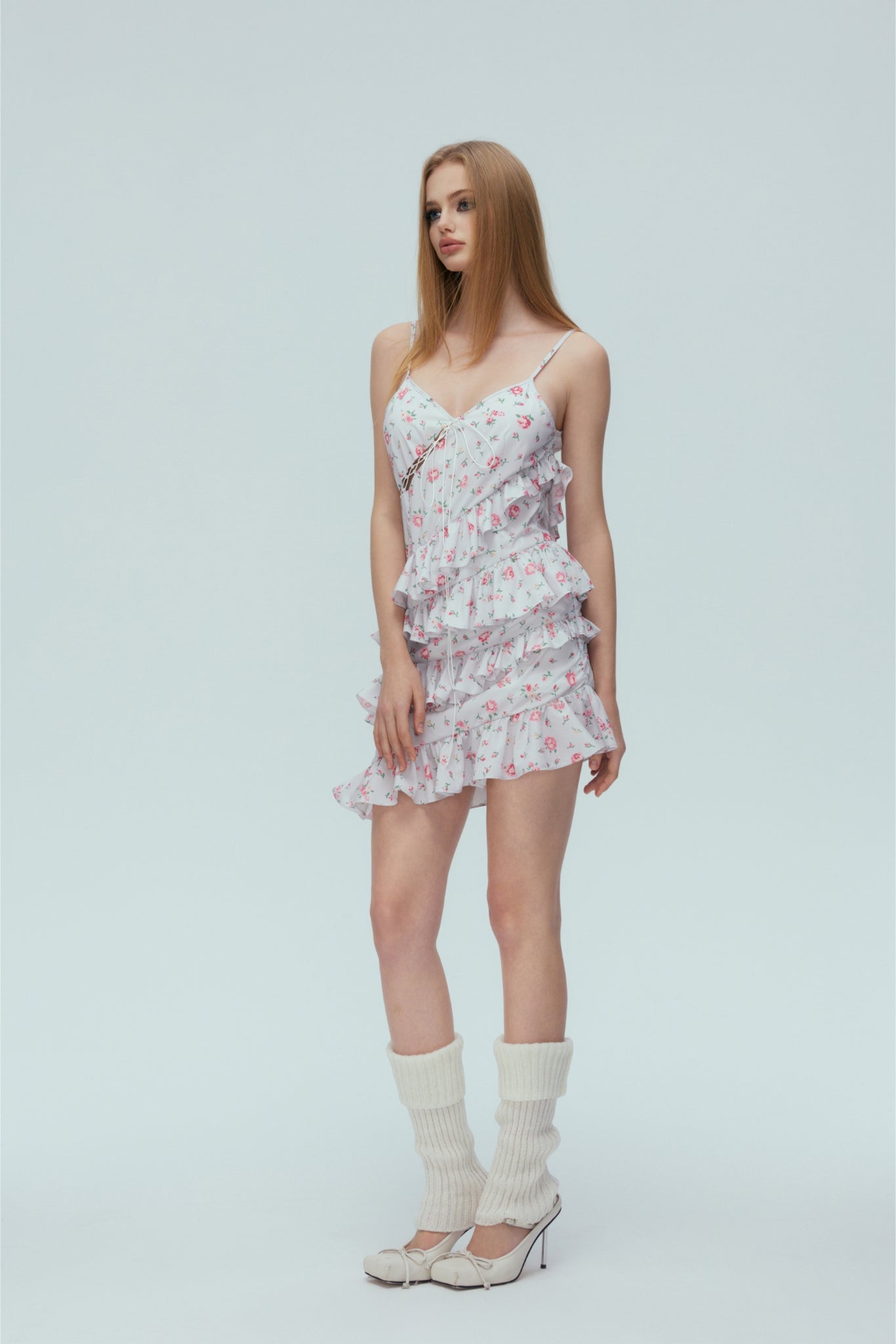 Floral Print Slip Pleated Dress