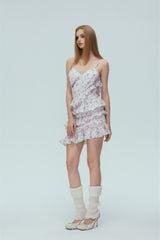 Floral Print Slip Pleated Dress