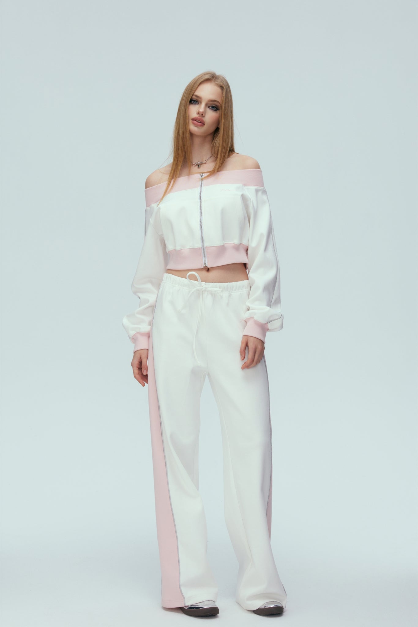 White & Pink Sweatpants
