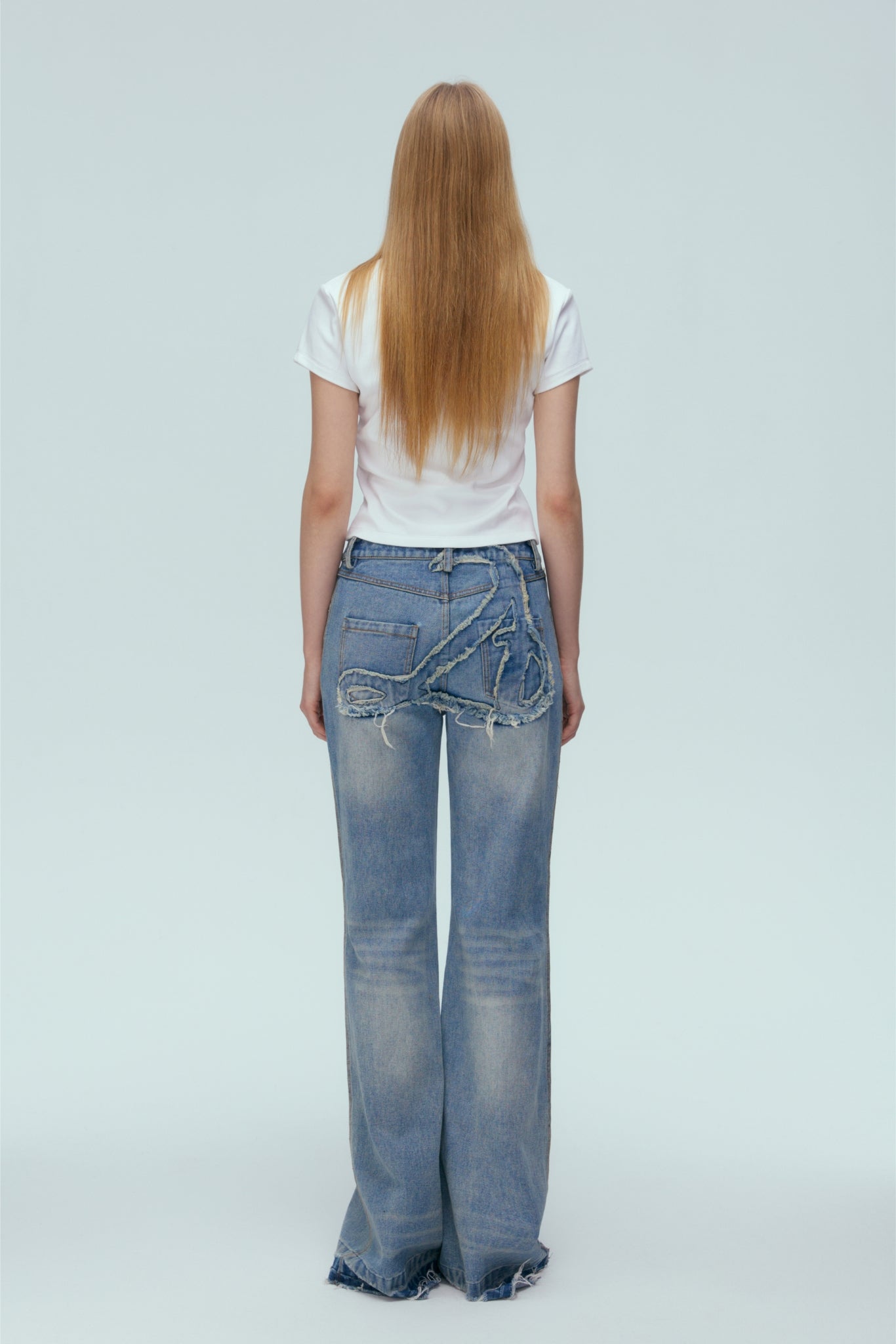 Back 3D Jac Logo Embroidery Washed Jeans