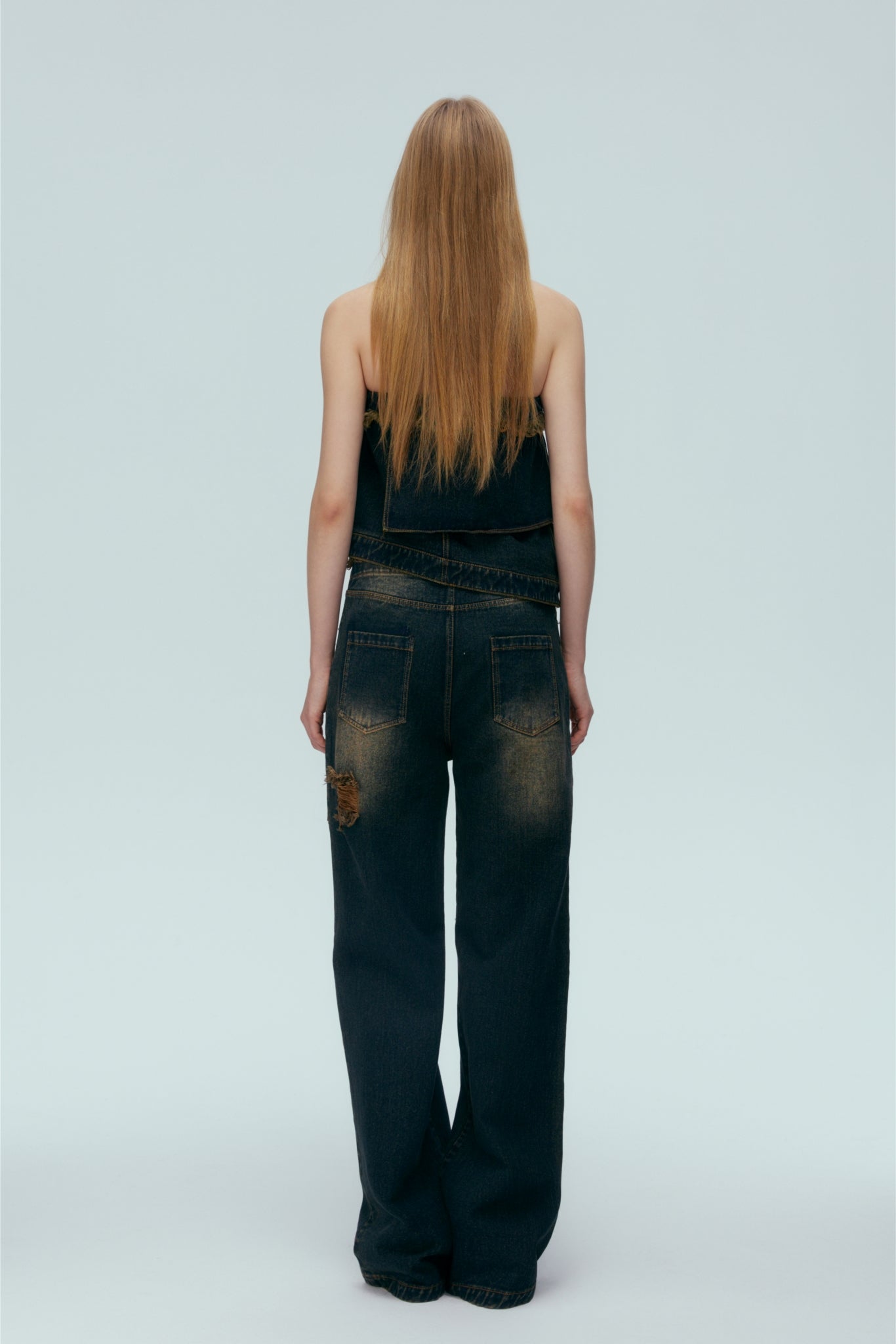 Irregular Denim Chain Top