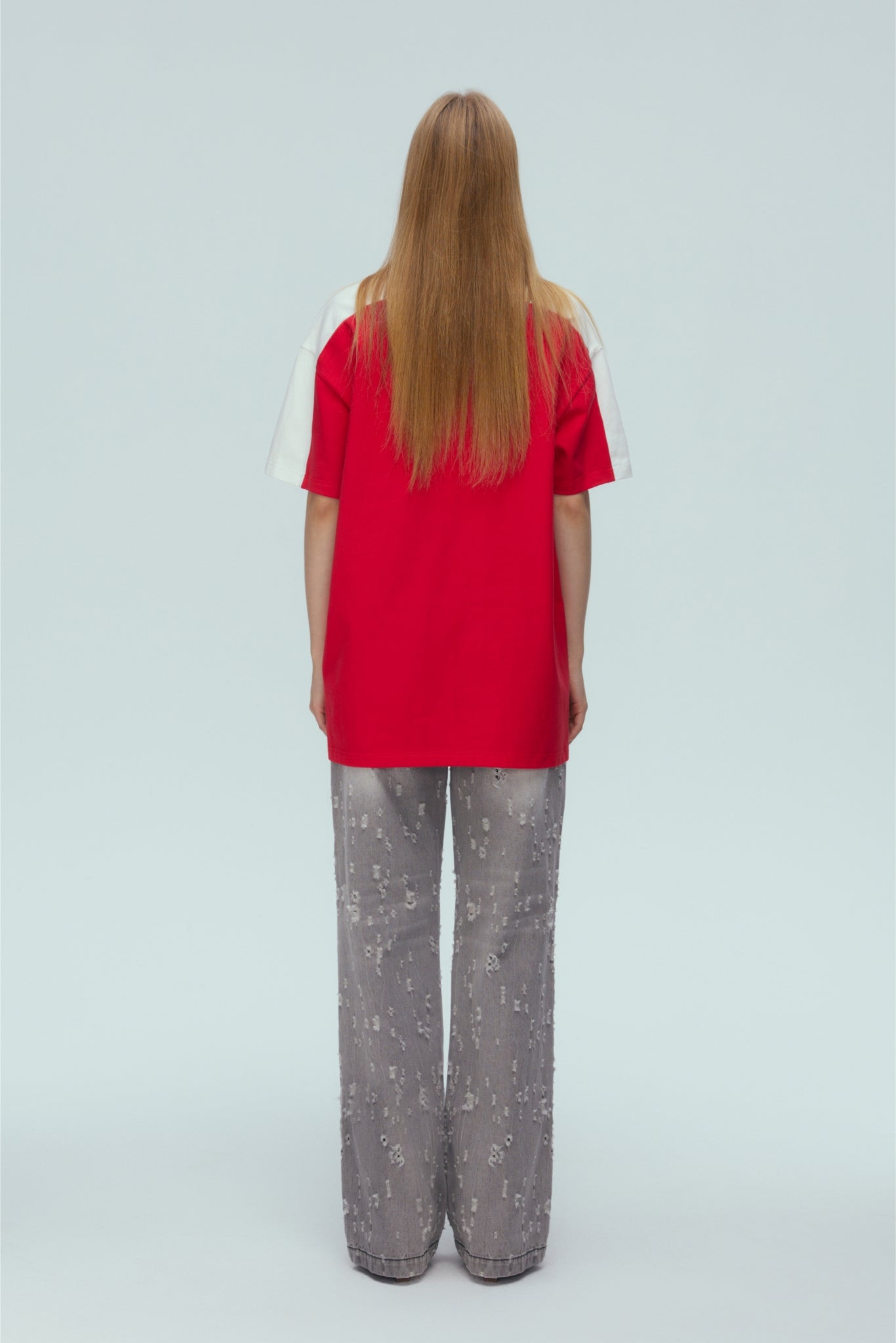 Red & White Color Block Poster Tee