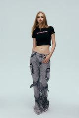 Misplaced Logo Crop Tee