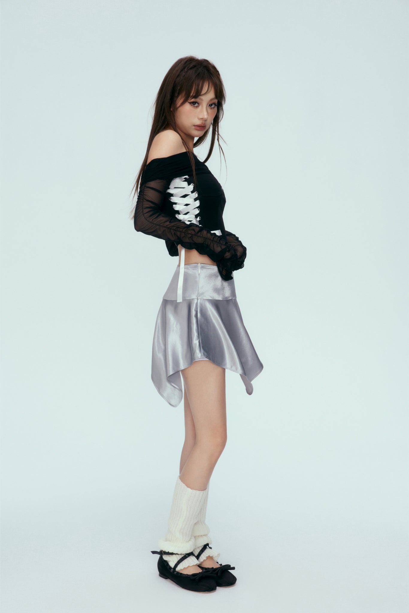 Silver Pleated Mini Skirt