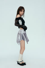 Silver Pleated Mini Skirt