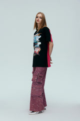 Red & White Color Block Poster Tee