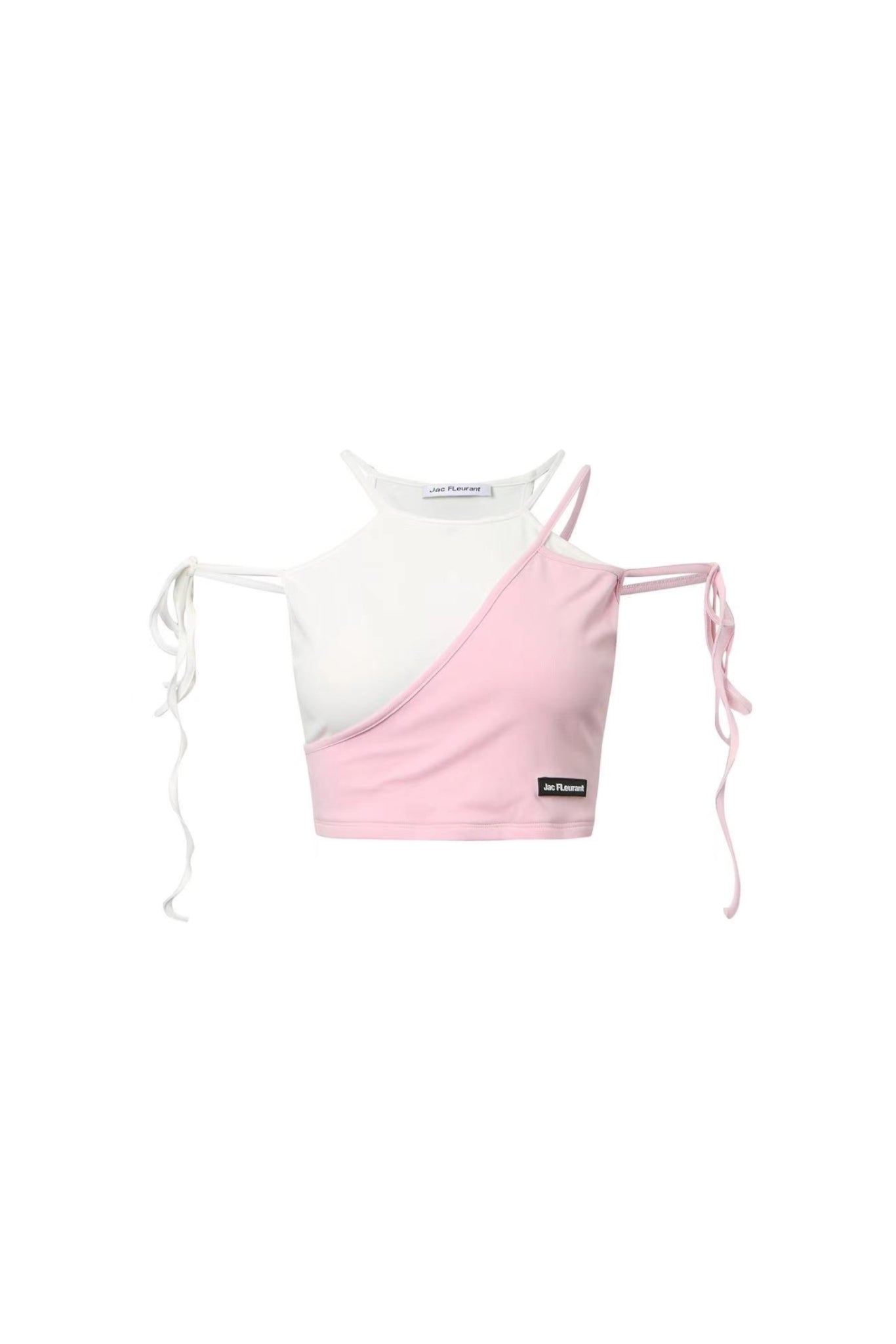 White & Pink Lace-Up Strappy Top