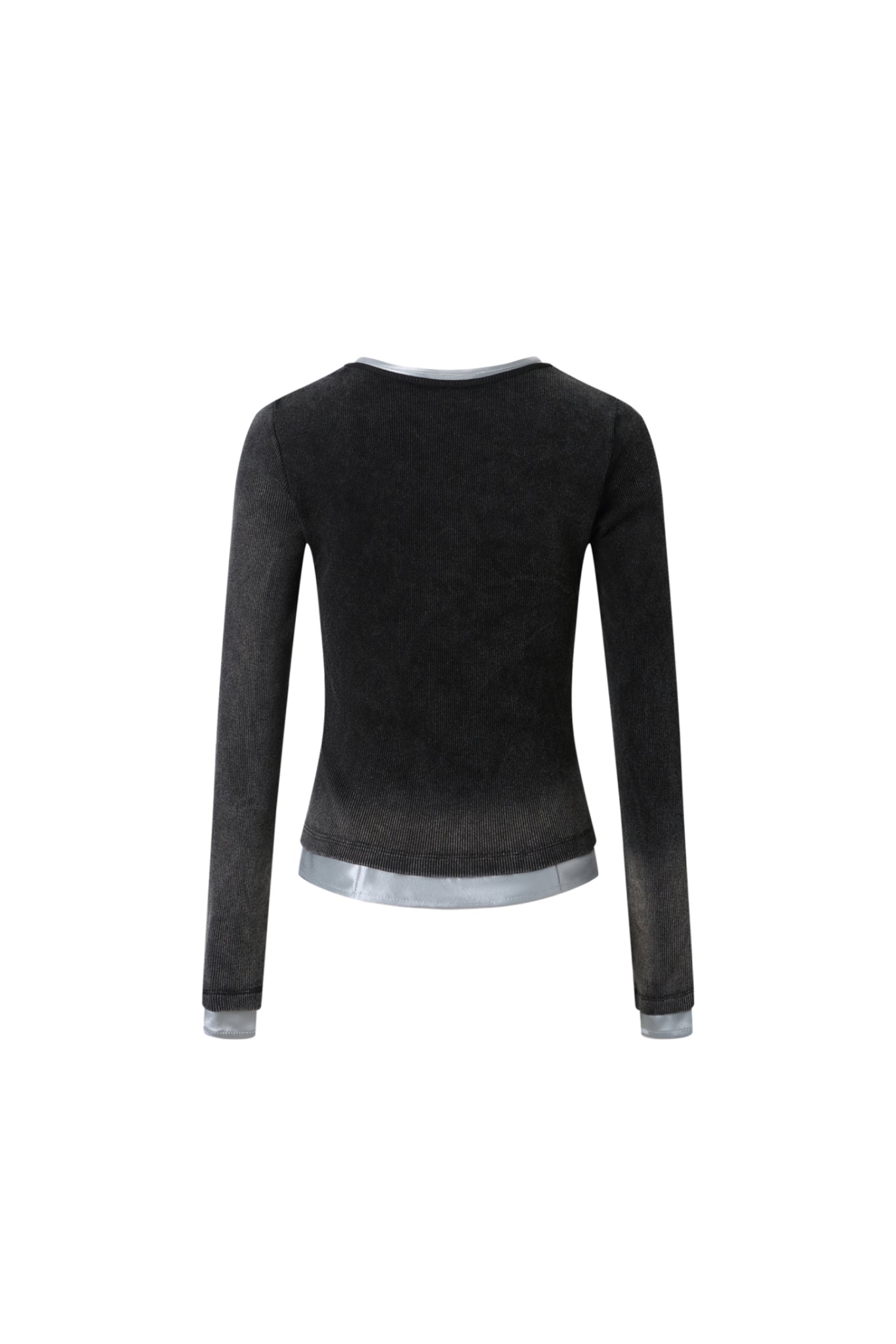 Waterwash Knit Denim False Two-Piece Crop Top