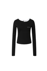 White & Black Misplaced Neckline Long Sleeve Top