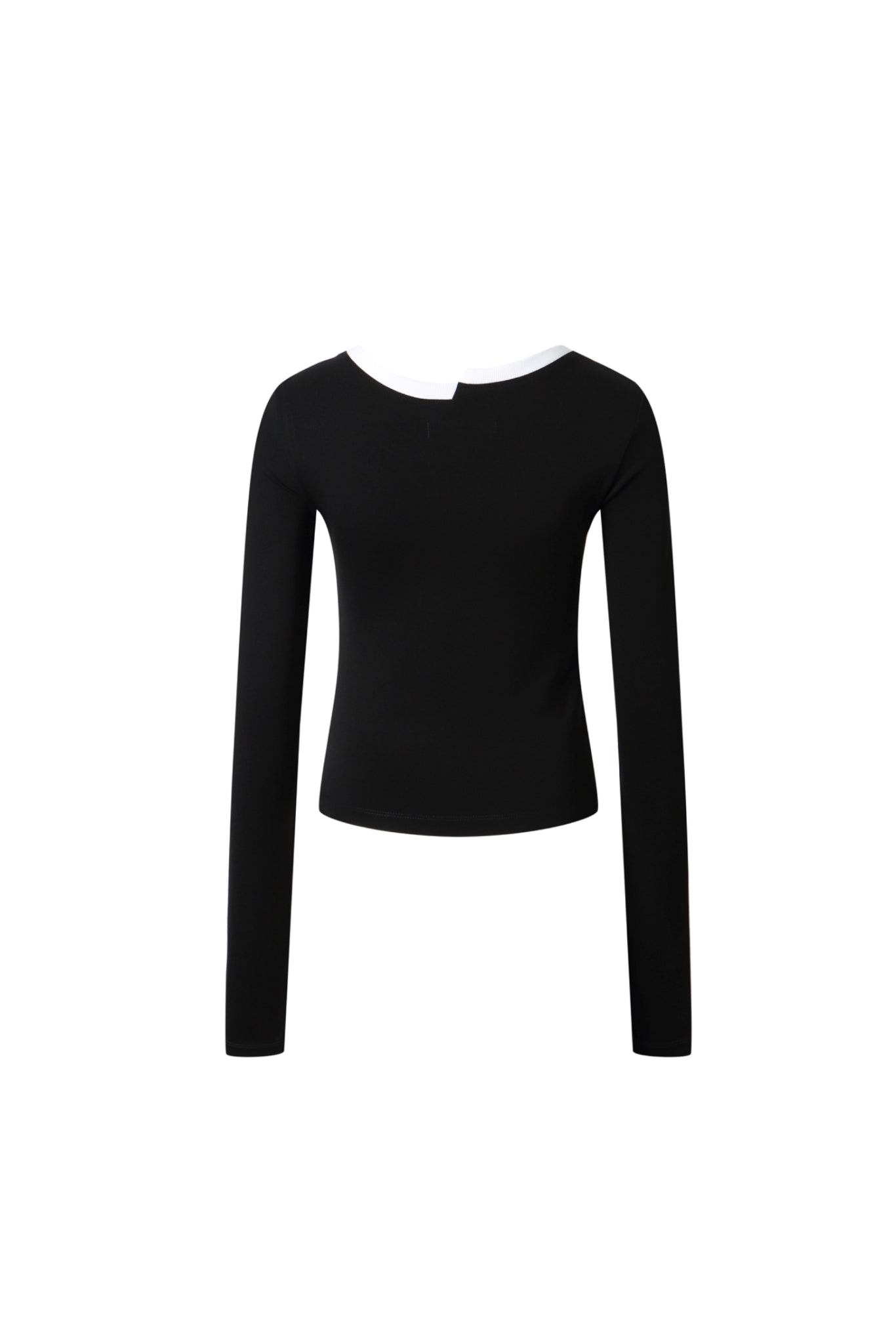White & Black Misplaced Neckline Long Sleeve Top