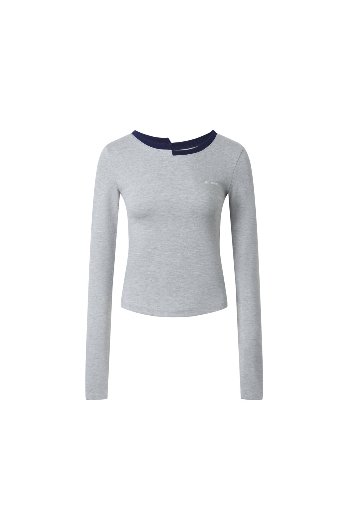 Blue-Grey Misplaced Neckline Long Sleeve Top