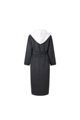 Grey Lace-Up Wool Coat