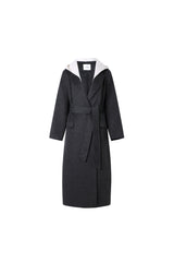 Grey Lace-Up Wool Coat