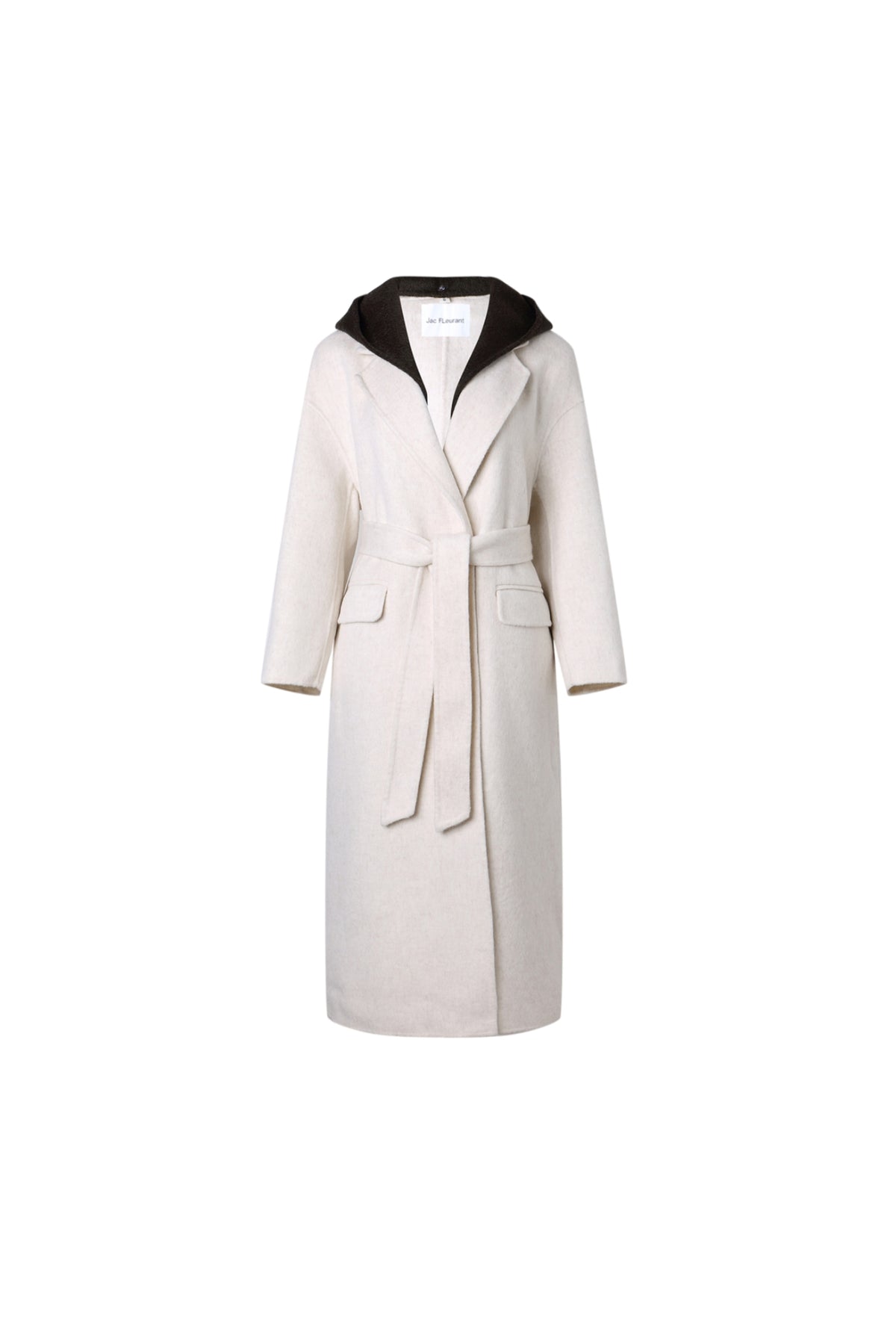 Beige Hooded Wool Coat