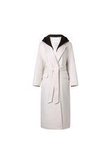 Beige Hooded Wool Coat