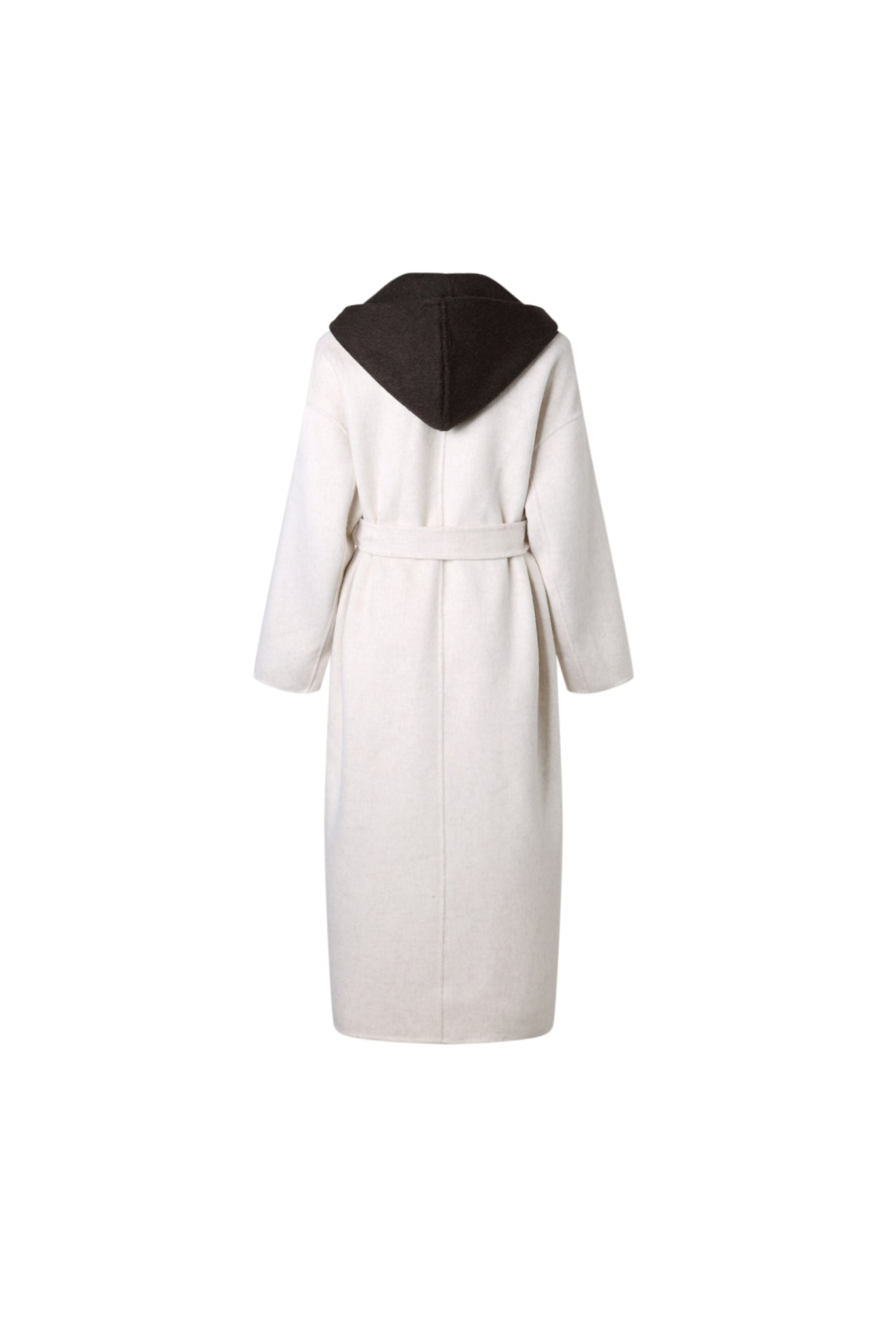 Beige Hooded Wool Coat