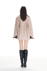Color Block Pink Relaxed Fit Leather Jacket - Set