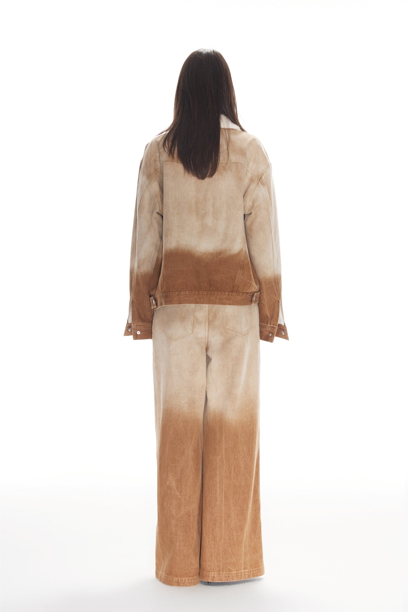 Brown Ombre Fur-Lined Denim Jacket