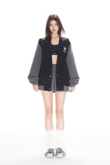 Grey Tech Mesh Pleated Pocket Mini Skirt - Set