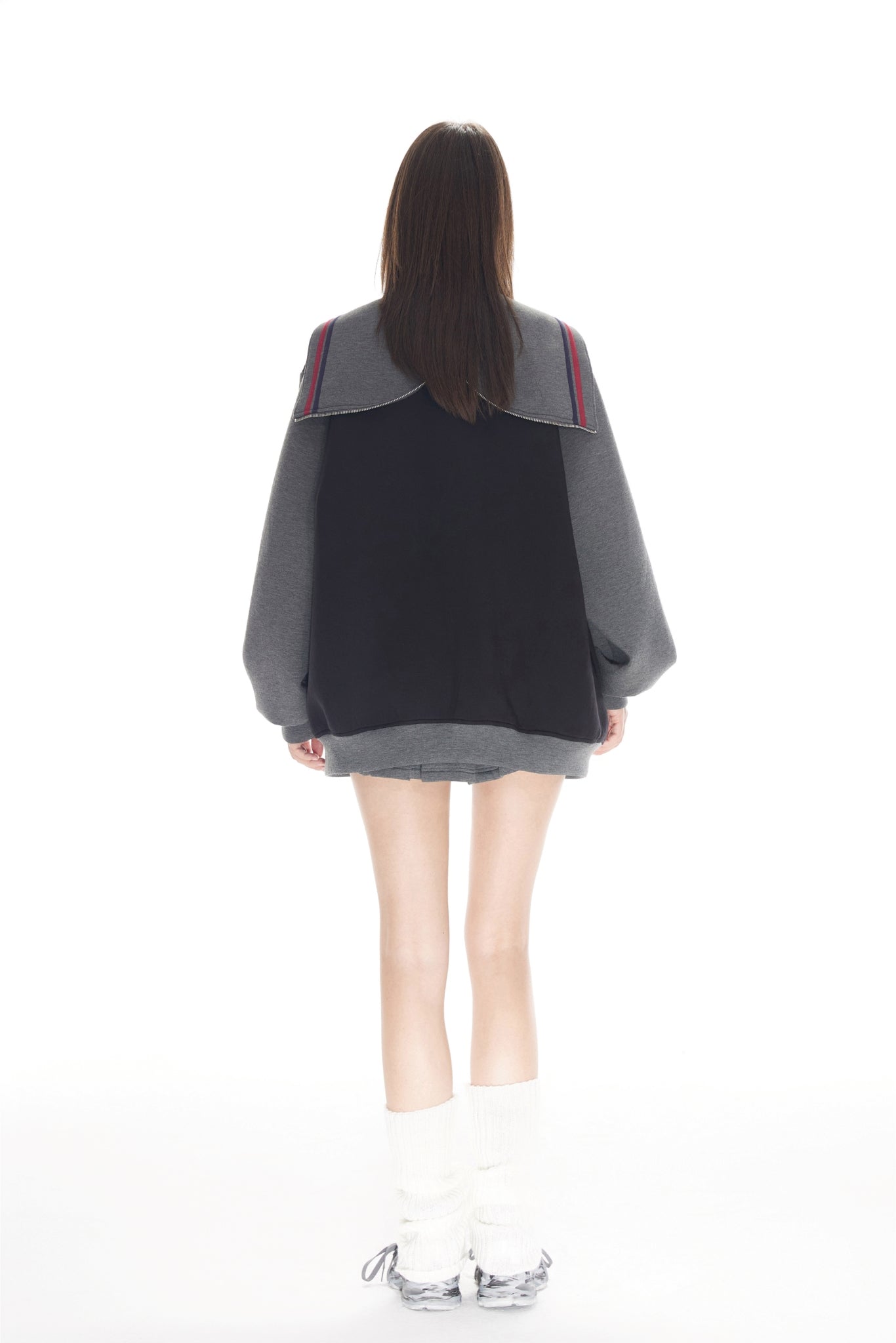 Grey Tech Mesh Pleated Pocket Mini Skirt - Set