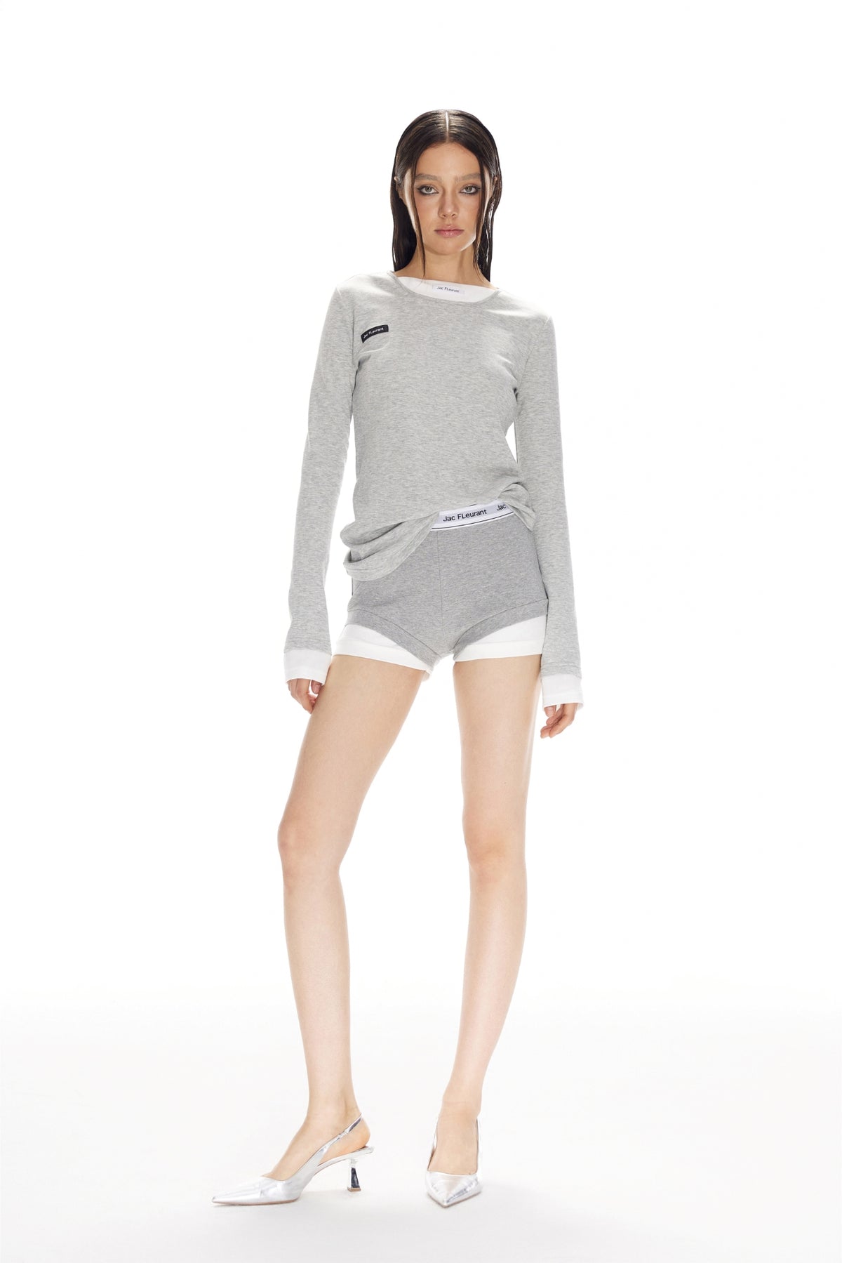 Logo Elastic Ribbing Color Block Bodycon Shorts