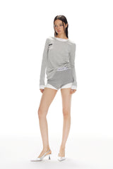 Logo Elastic Ribbing Color Block Bodycon Shorts