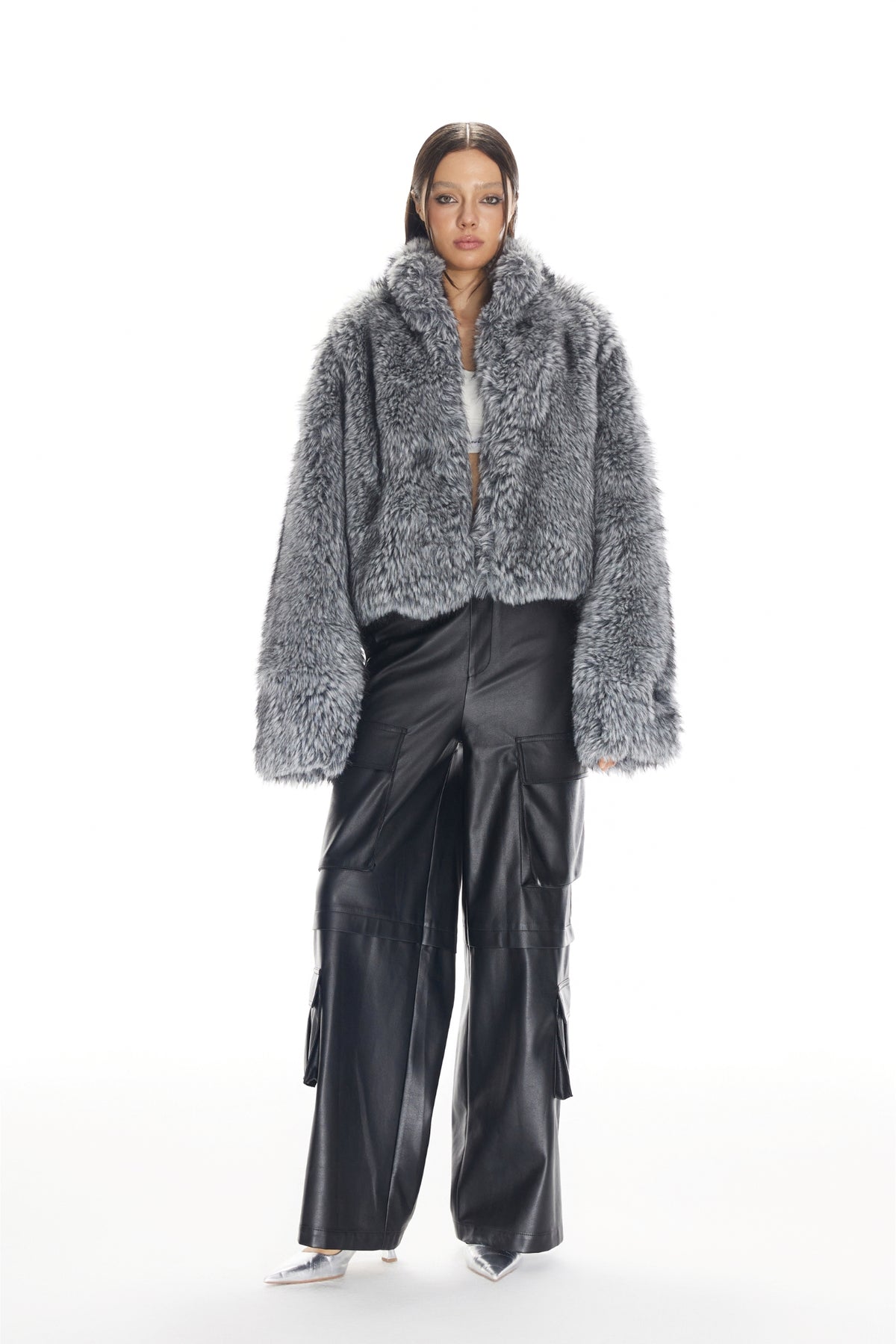 Grey Faux Fur Coat