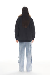 Rabbit Fur-Lined Parka Jacket