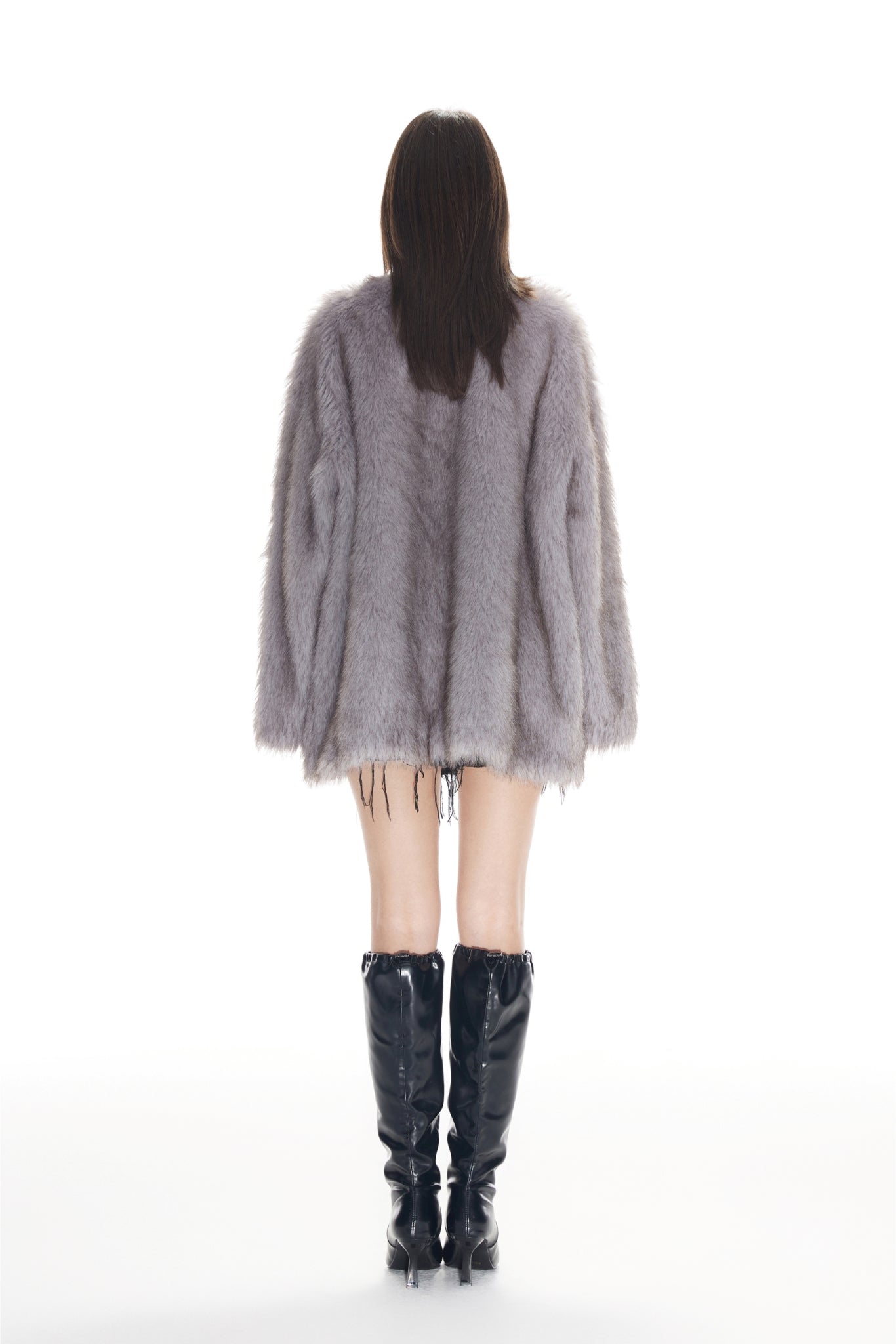 Grey Toggle Faux Fur Coat