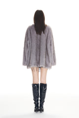 Grey Toggle Faux Fur Coat