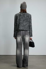 Alpaca Wool Collarless Fake Two-Piece Coat