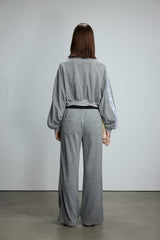 Jacquard Waistband Terry Cloth Long Pants