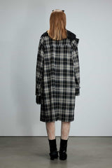 Detachable Scarf Plaid Long Coat