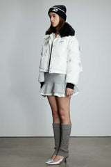 Black Fur Collar Silver Brushed Short Down Jacket